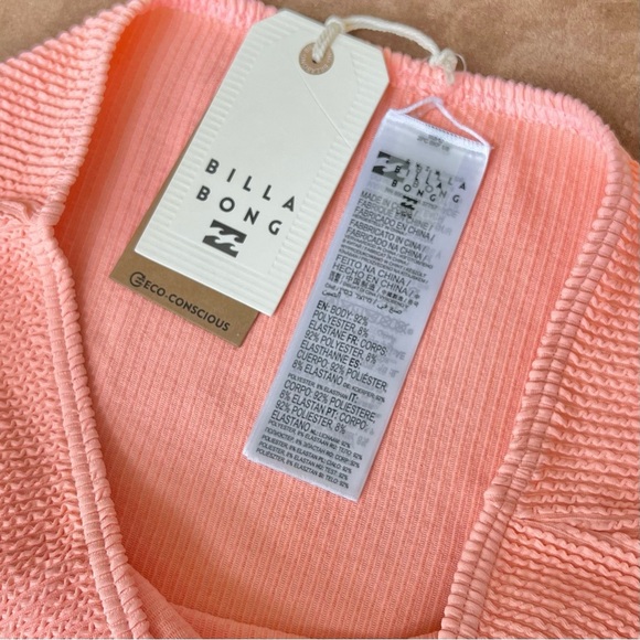 Billabong Peach Stretchy Summer Skirt / Swimsuit Coverup Size S, NWT - Picture 6 of 7